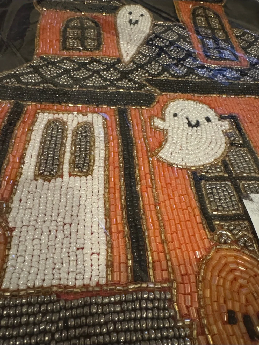 Haunted House Beaded placemat w silk bottom